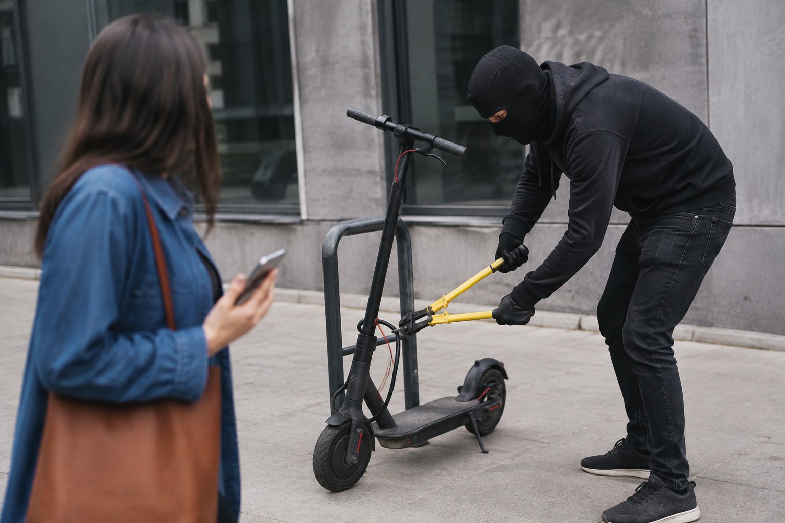 Vol d'une trottinette électrique stationnée dans la rue